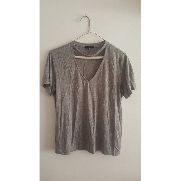 Dynamite Tops - Grey V-Neck Choker Tee